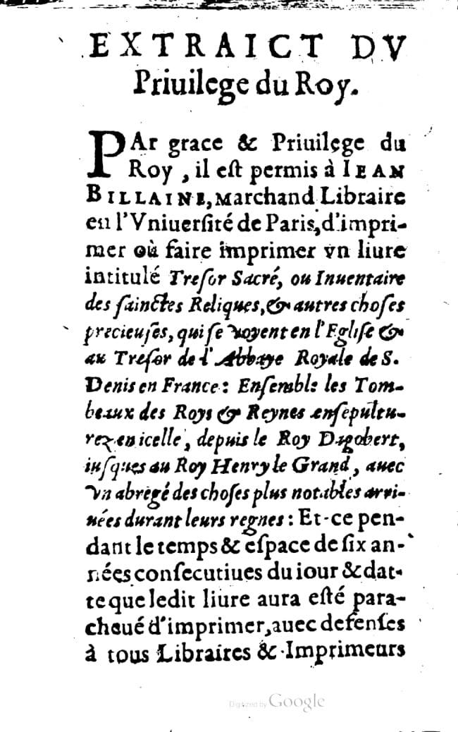 1636 - Jean Billaine - Trésor sacré ou inventaire des saintes reliques - British Library