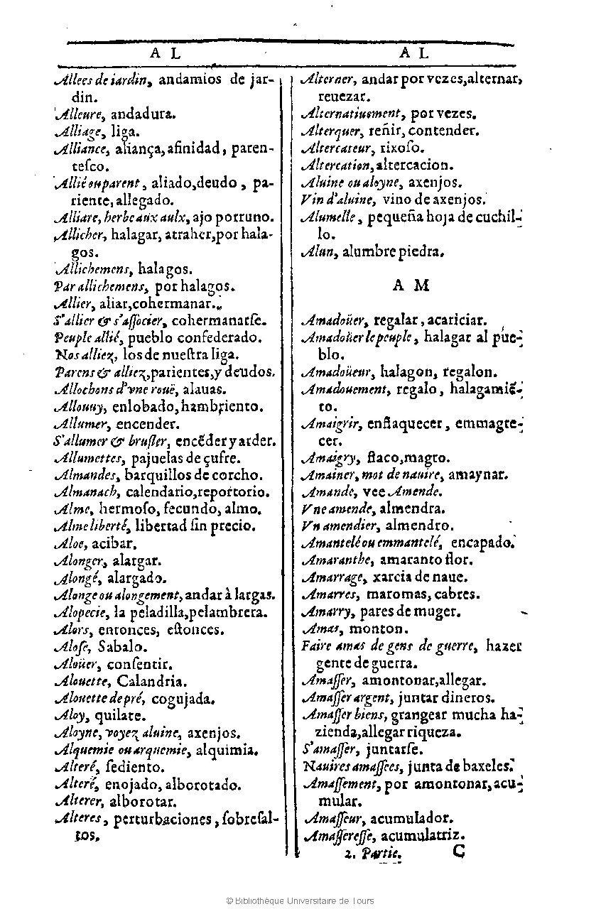 1607 - Marc Orry - Trésor des deux langues espagnole et française (Première et Seconde parties) - BU Tours