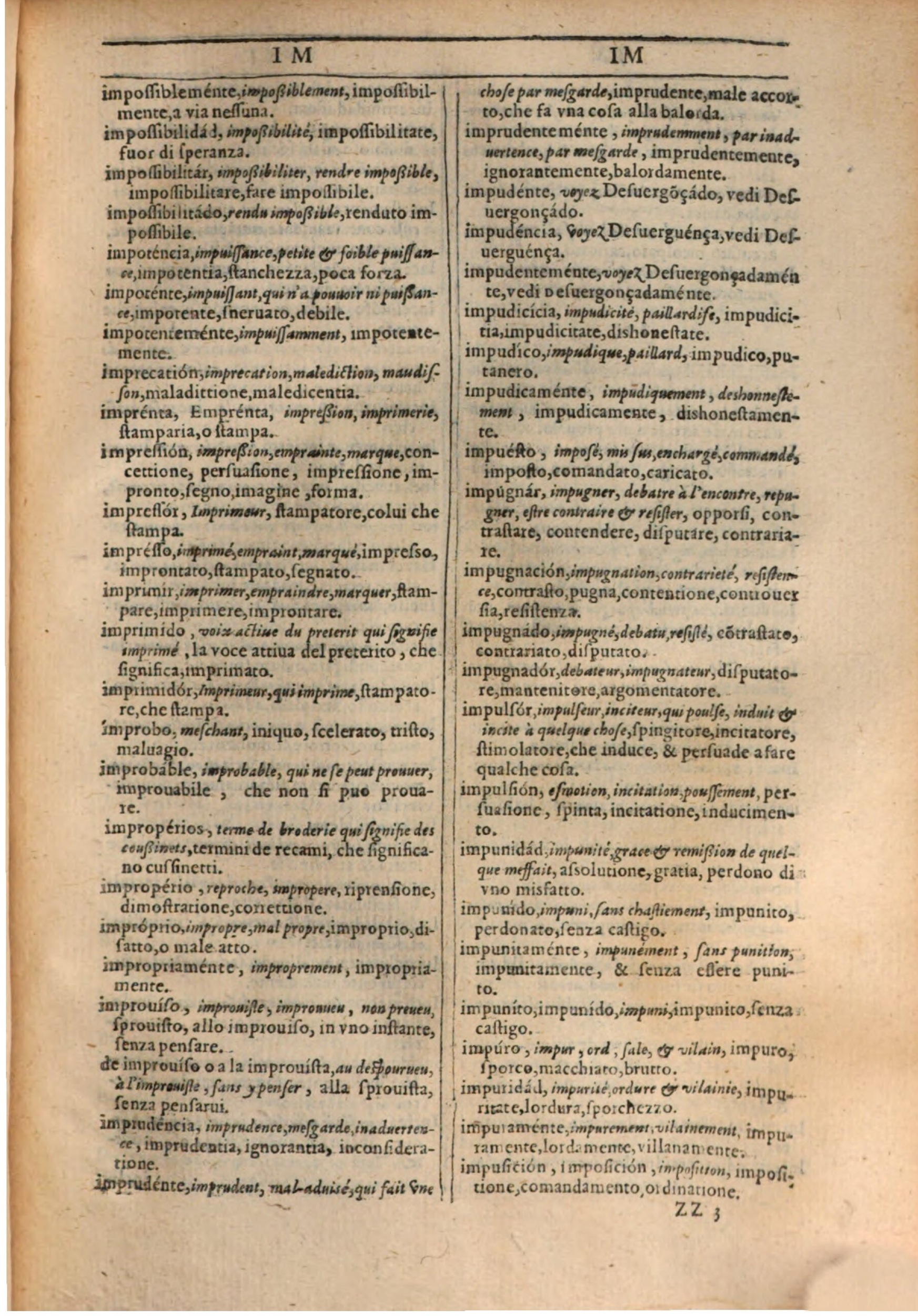 1609 - Philippe Albert et Alexandre Pernet - Trésor des trois langues française, italienne et espagnole (Première partie) - BSB Munich