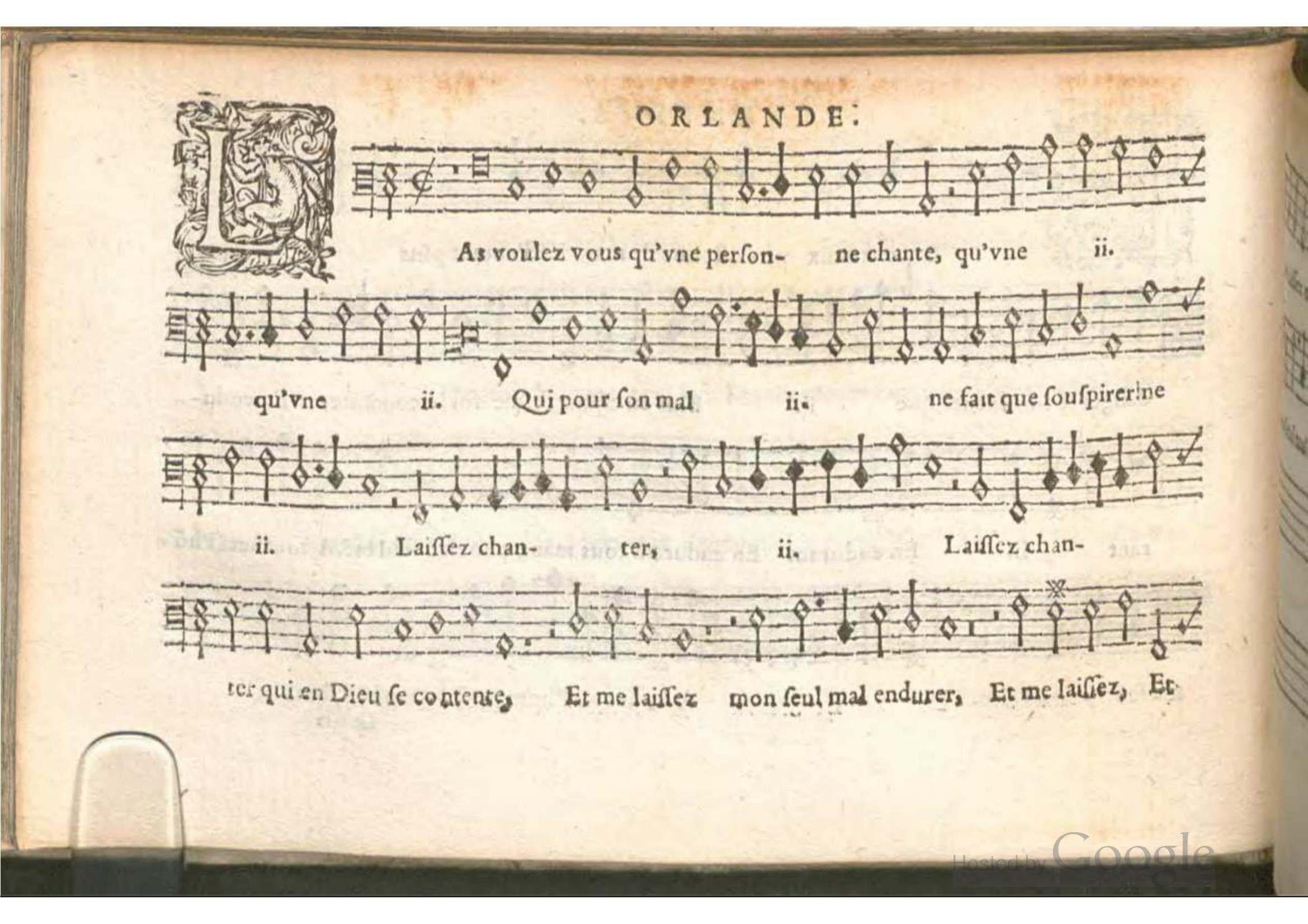 1576 - [Pierre de Saint-André] - Trésor de musique d’Orlande de Lassus Bassus - BSB Munich