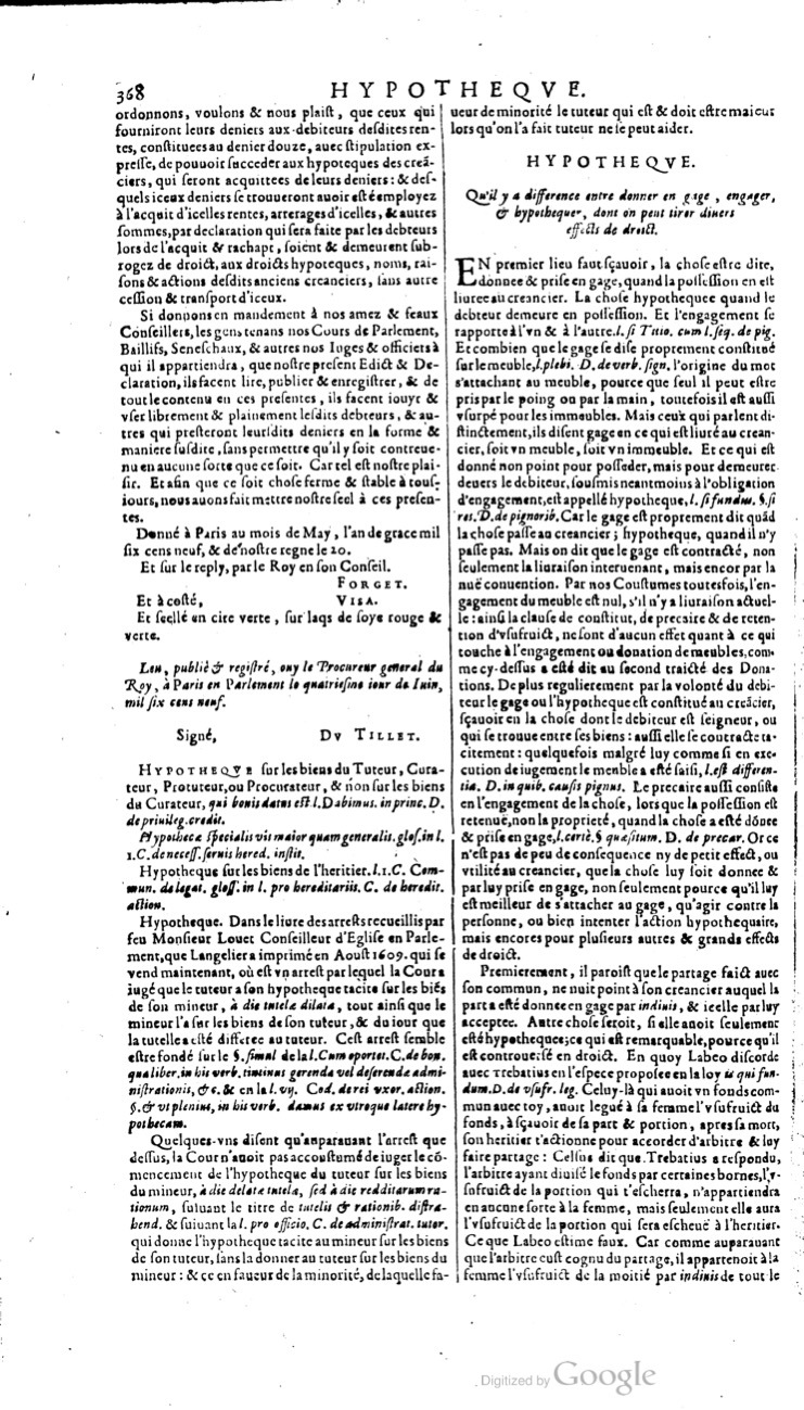 1629 - Veuve Nicolas Buon - Trésor du droit français (21754 T. 2) - BM Lyon