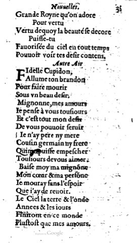 1623 - Jacques Cailloüé - Trésor ou recueil des chansons amoureuses - British Library