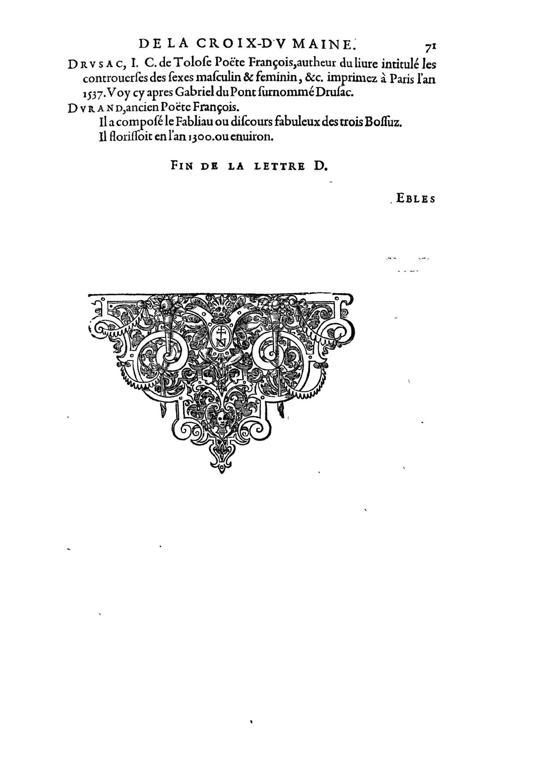 1584 - Abel L&#039;Angelier - Bibliothèques françaises - BnF