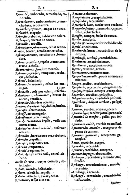 1616 - Veuve Marc Orry - Trésor des deux langues espagnole et française (Première et Seconde parties) - BM Lyon