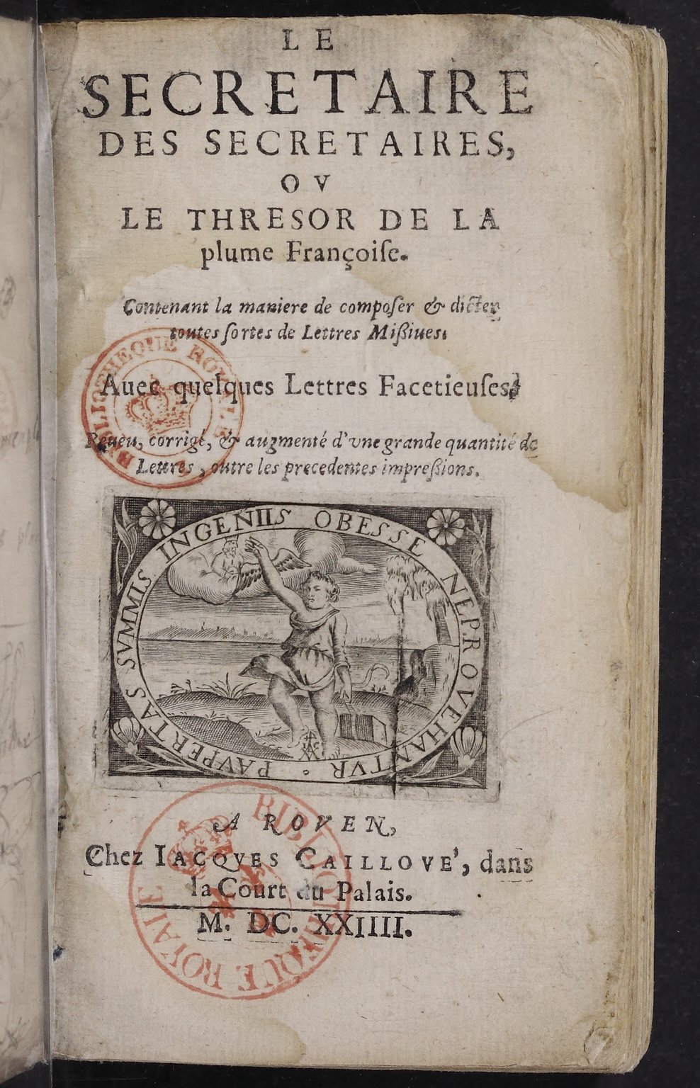 1624 - Jacques Cailloué - Secrétaire des secrétaires ou le Trésor de la plume française - BnF
