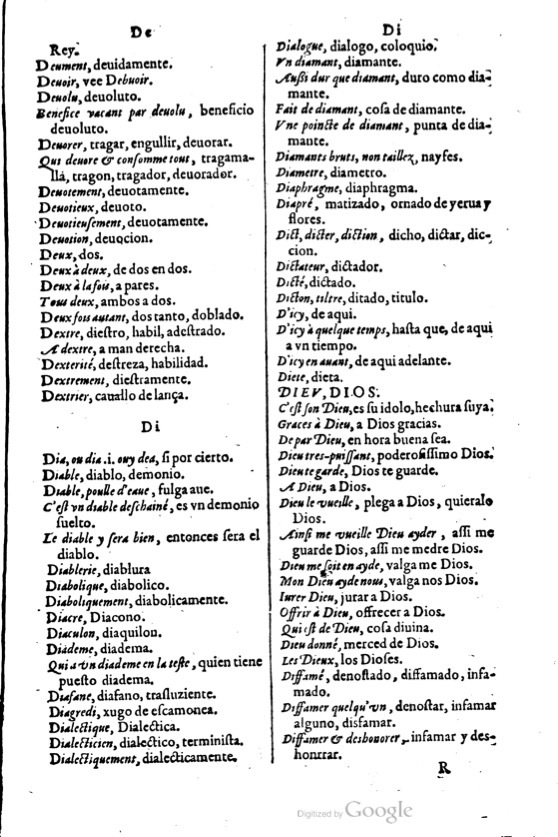 1621 - Adrian Tiffaine - Trésor des deux langues espagnole et française - BM Lyon