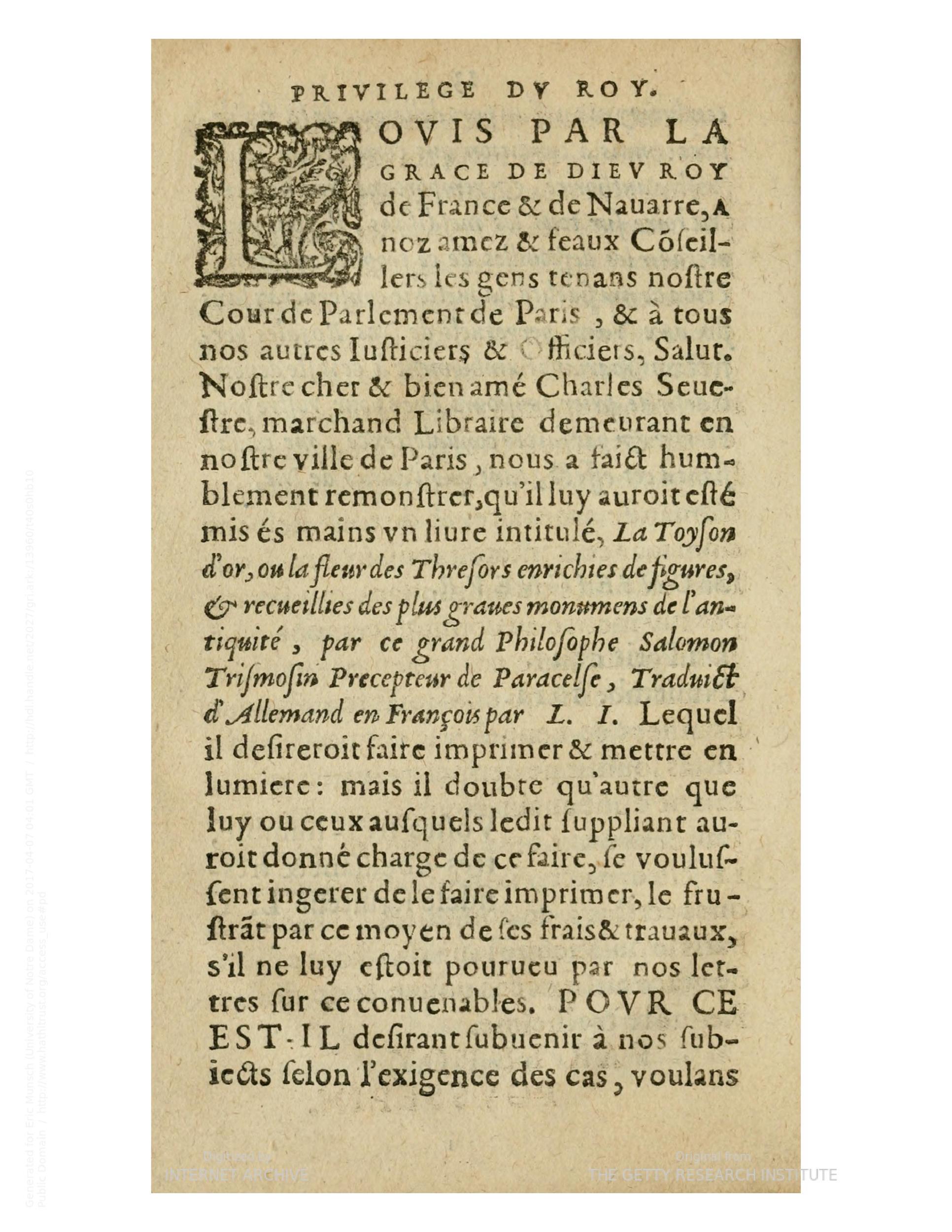 1612 - Charles Sevestre - Toison d’or ou la fleur des trésors - Getty Research Institute
