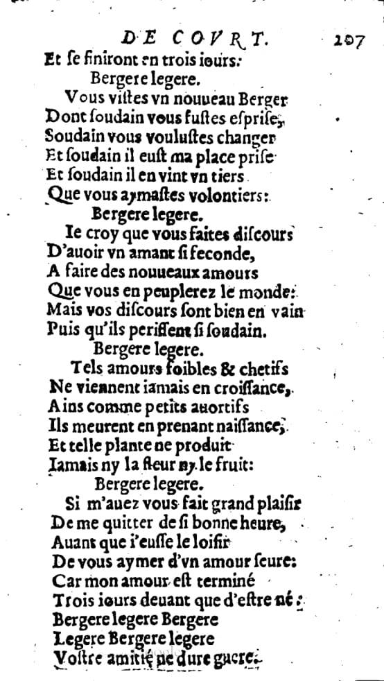 1606 - Théodore Reinsart - Trésor des chansons amoureuses recueillies des plus excellents airs de cour - Livre I - NK ČR Prague
