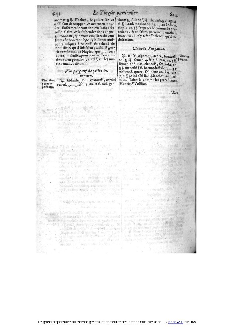 1609 - Étienne Gamonet - Grand dispensaire ou Trésor général et particulier des préservatifs - BIU Santé