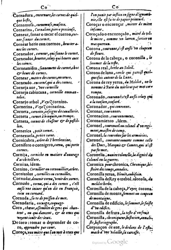 1616 - Veuve Marc Orry - Trésor des deux langues espagnole et française (Première et Seconde parties) - BM Lyon