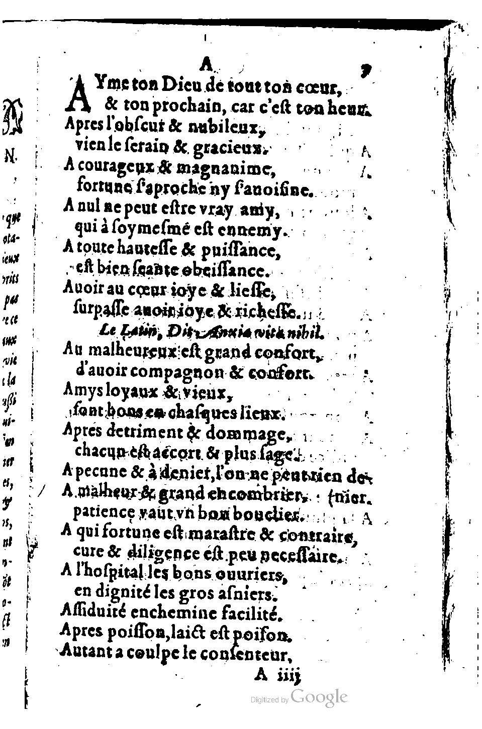 1582 - Nicolas Bonfons - Trésor des sentences dorées - BM Lyon