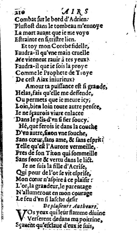 1606 - Théodore Reinsart - Trésor des chansons amoureuses recueillies des plus excellents airs de cour - Livre I - NK ČR Prague