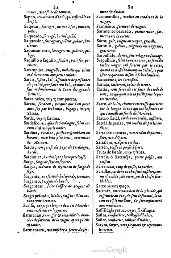 1621 - Adrian Tiffaine - Trésor des deux langues espagnole et française - BM Lyon
