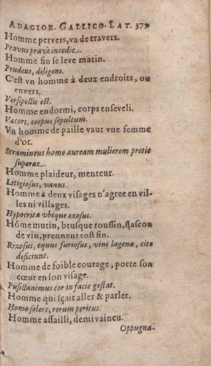 1612 - Dominicus Custos - Trésor des proverbes français  - Bibliopol-Olomuc