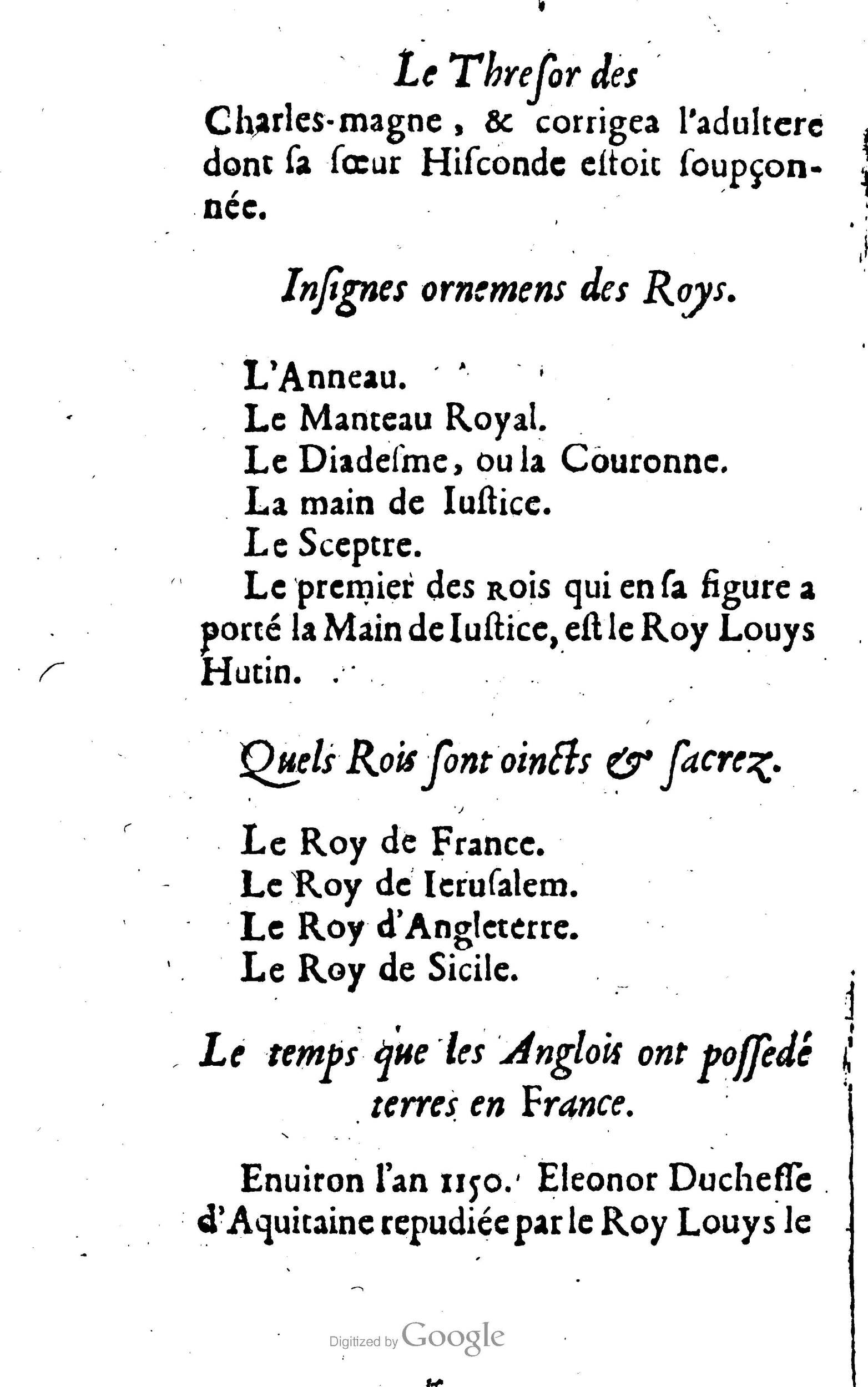 1638 - Jean Corrozet - Trésor des histoires de France - BM Lyon