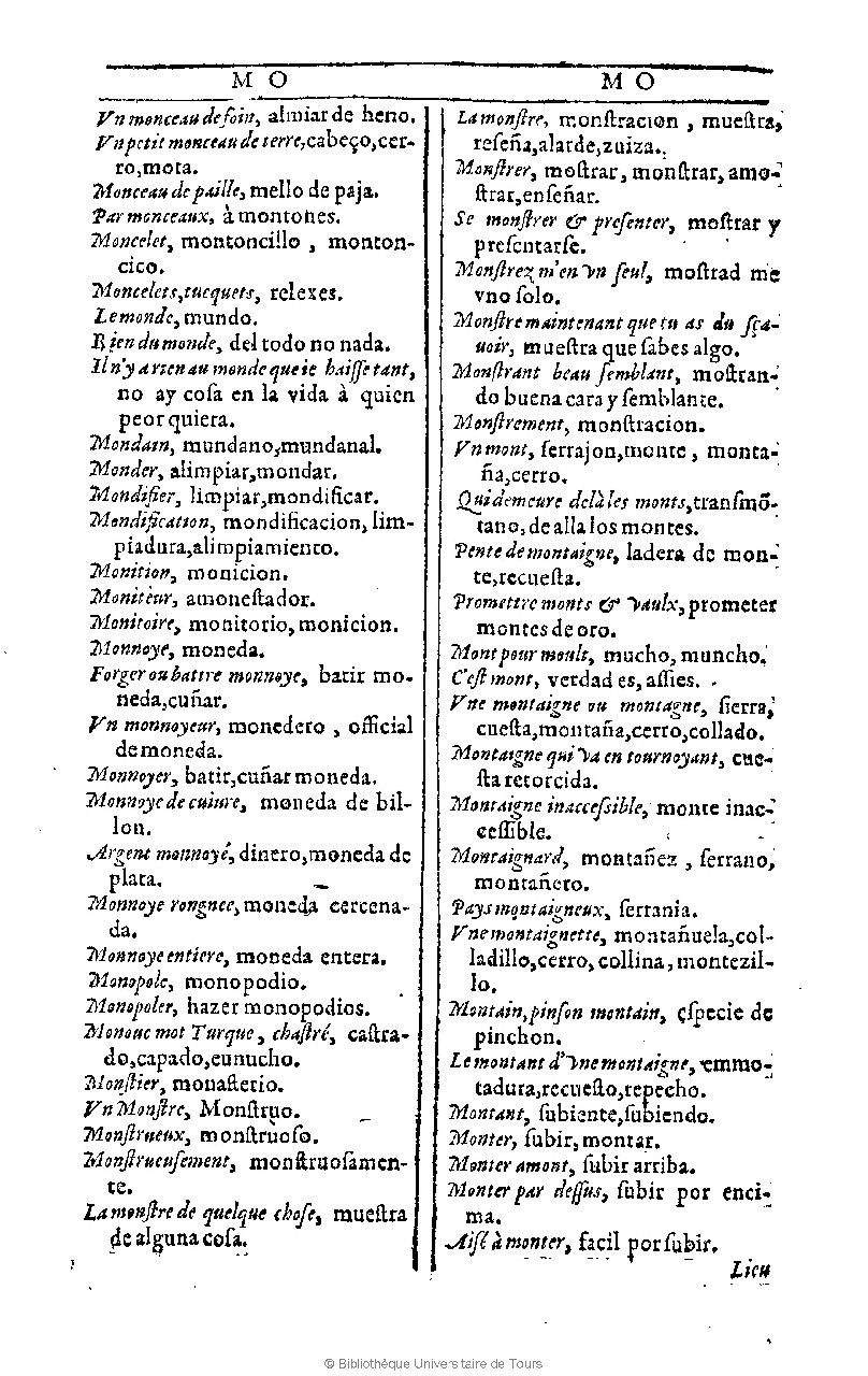 1607 - Marc Orry - Trésor des deux langues espagnole et française (Première et Seconde parties) - BU Tours