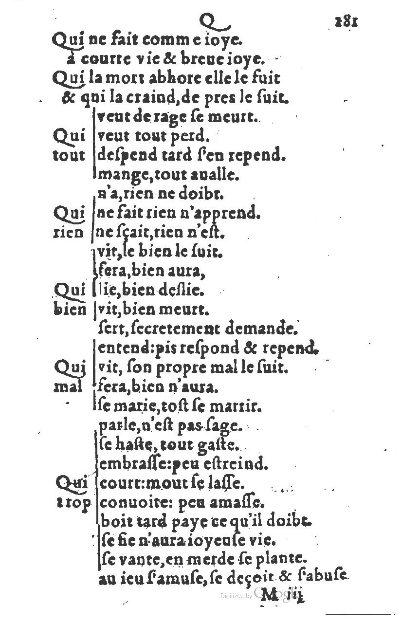 1581 - Nicolas Bonfons  - Trésor des sentences dorées - Princeton