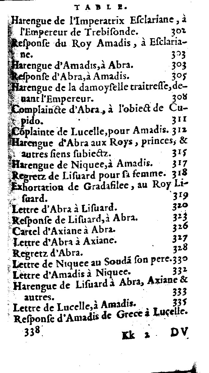 1562 - Jean d’Ogerolles et Gabriel Cotier - Trésor des Amadis - Lucerne