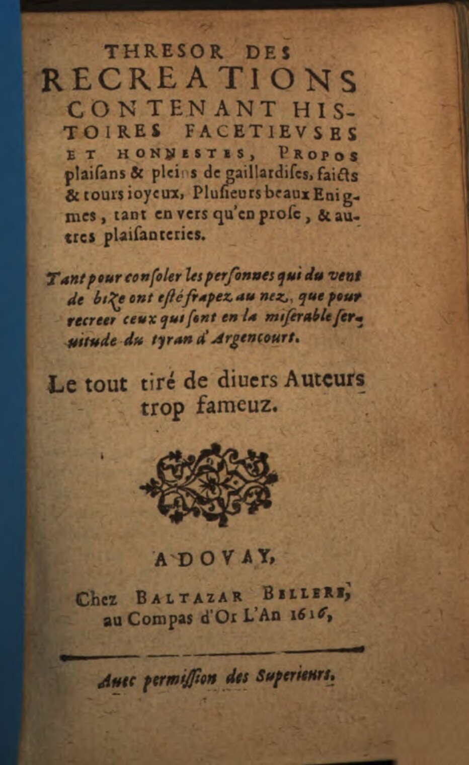 1616 - Balthazar Bellère - Trésor des récréations - BSB