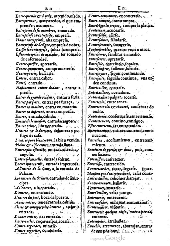 1616 - Veuve Marc Orry - Trésor des deux langues espagnole et française (Première et Seconde parties) - BM Lyon