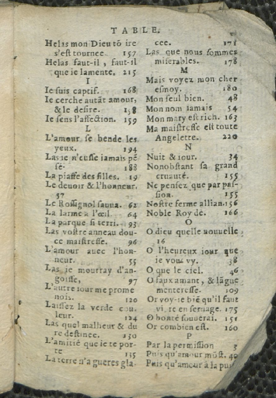 1575 - Pierre Brenouzet - Trésor de tous les recueils de chansons, tant amoureuses, rustiques, que musicales - Det KLG Copenhague