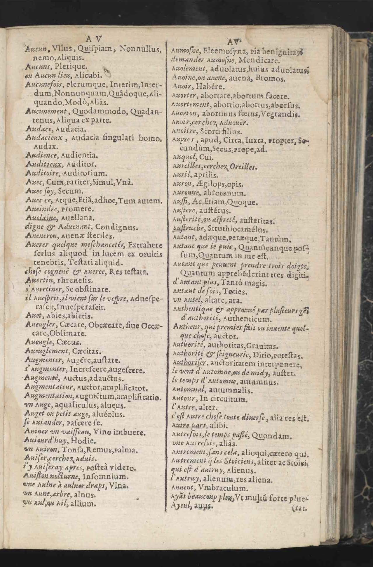 1597 - Richard Aubert - Trésor des mots et traits français - Den Haag 1597 - Richard Aubert - Trésor des mots et traits français - Den Haag