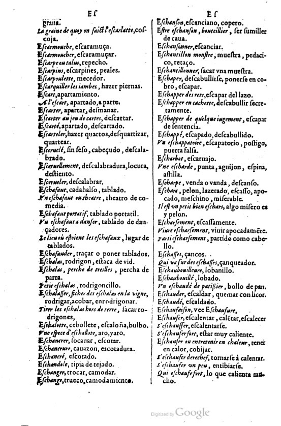 1621 - Adrian Tiffaine - Trésor des deux langues espagnole et française - BM Lyon