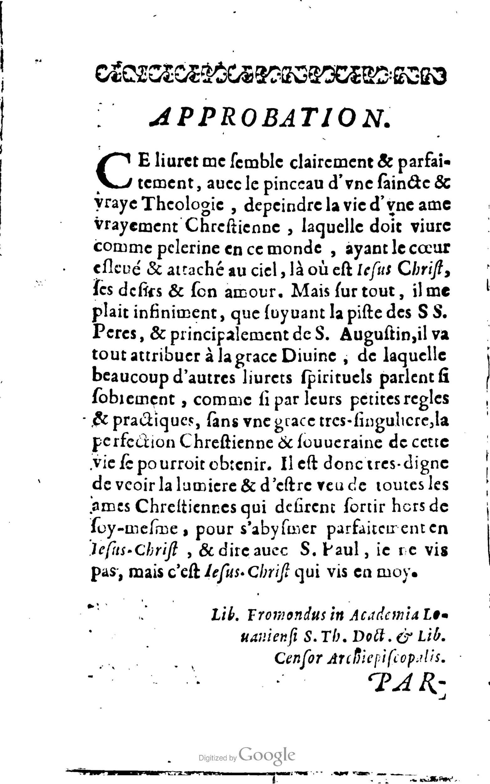 1633 - François Waudré - Trésor spirituel contenant les excellences du christianisme - BM Lyon