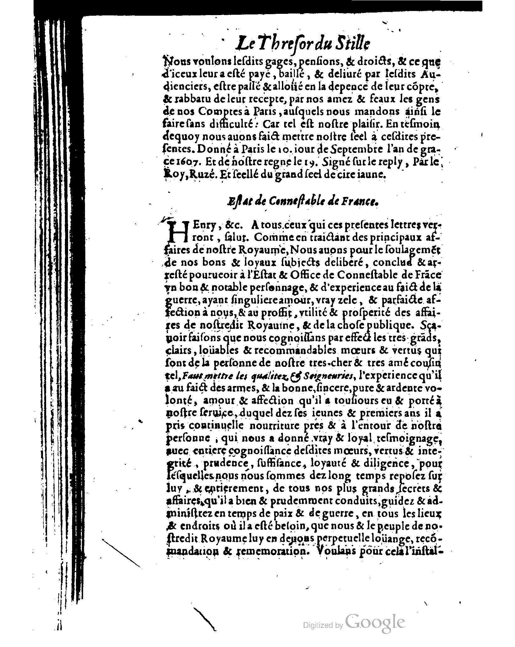 1614 - Jean Richer - Trésor du nouveau style et protocole de la chancellerie de France - BSB Munich