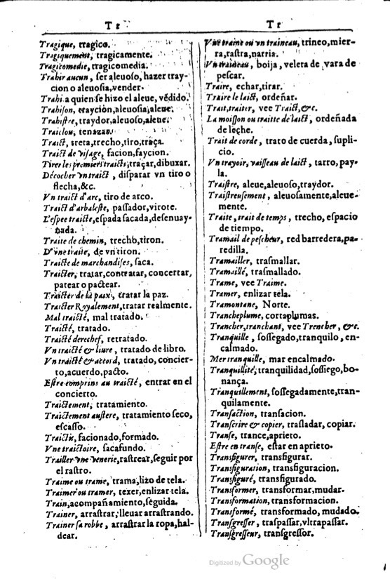 1616 - Veuve Marc Orry - Trésor des deux langues espagnole et française (Première et Seconde parties) - BM Lyon