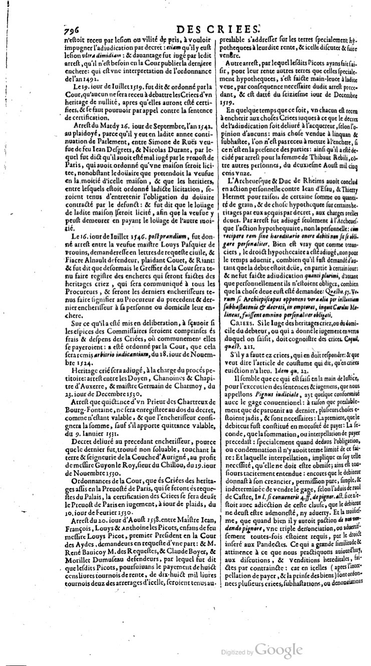 1629 - Veuve Nicolas Buon - Trésor du droit français (29620 T. 1) - BM Lyon