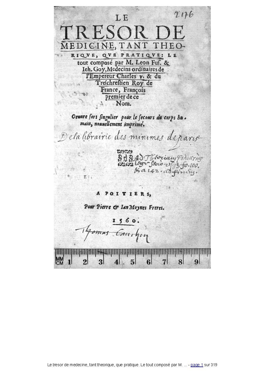 1560 - Pierre et Jan Moine - Trésor de médecine - Université Paris Cité