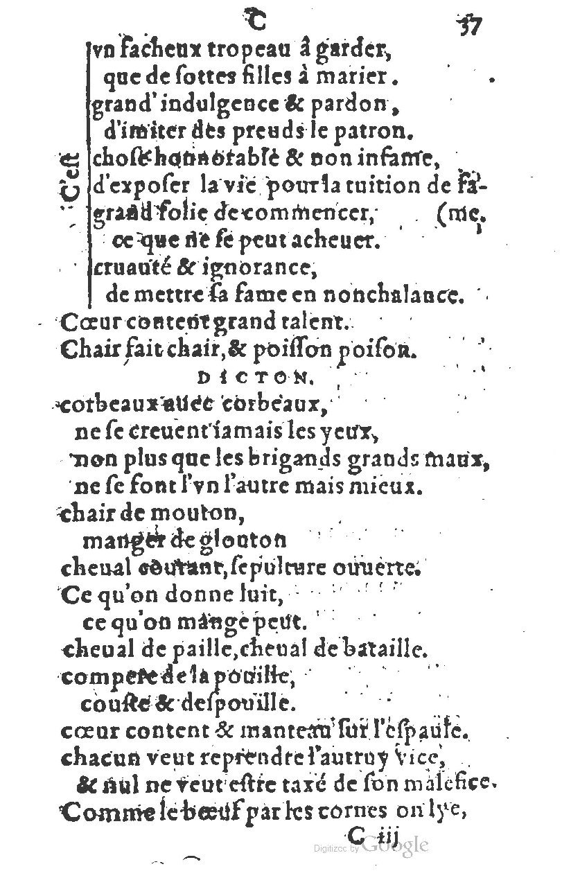 1581 - Nicolas Bonfons  - Trésor des sentences dorées - Princeton