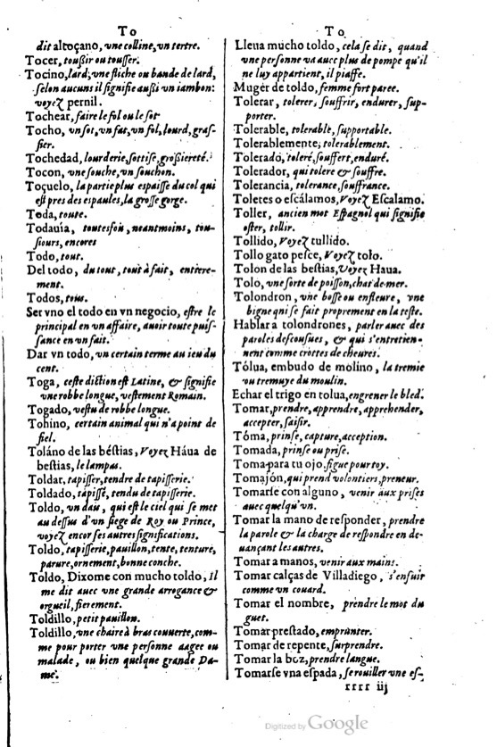 1621 - Adrian Tiffaine - Trésor des deux langues espagnole et française - BM Lyon
