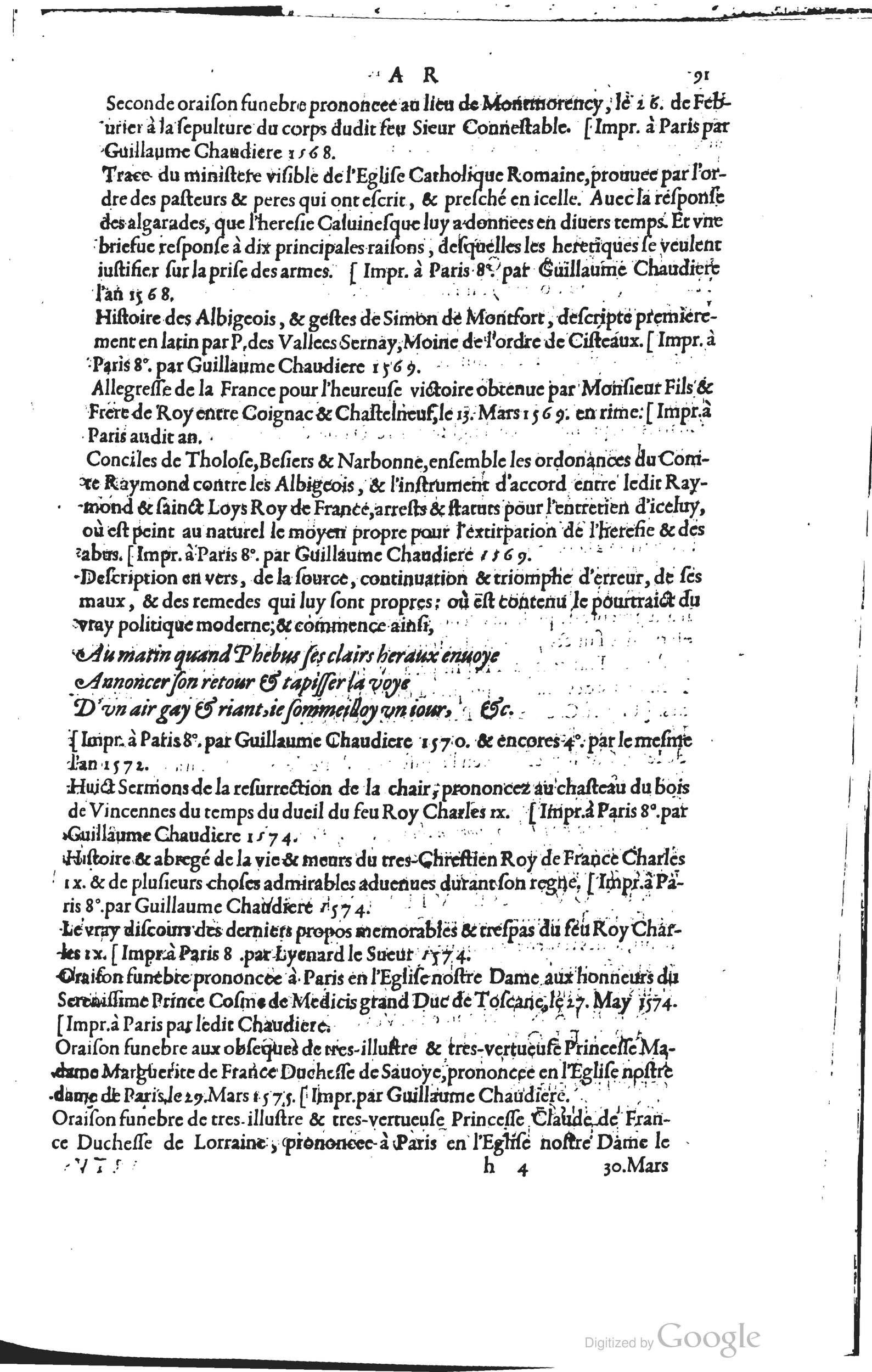 1585 - Barthélemy Honorat - Bibliothèques françaises - BSB Munich