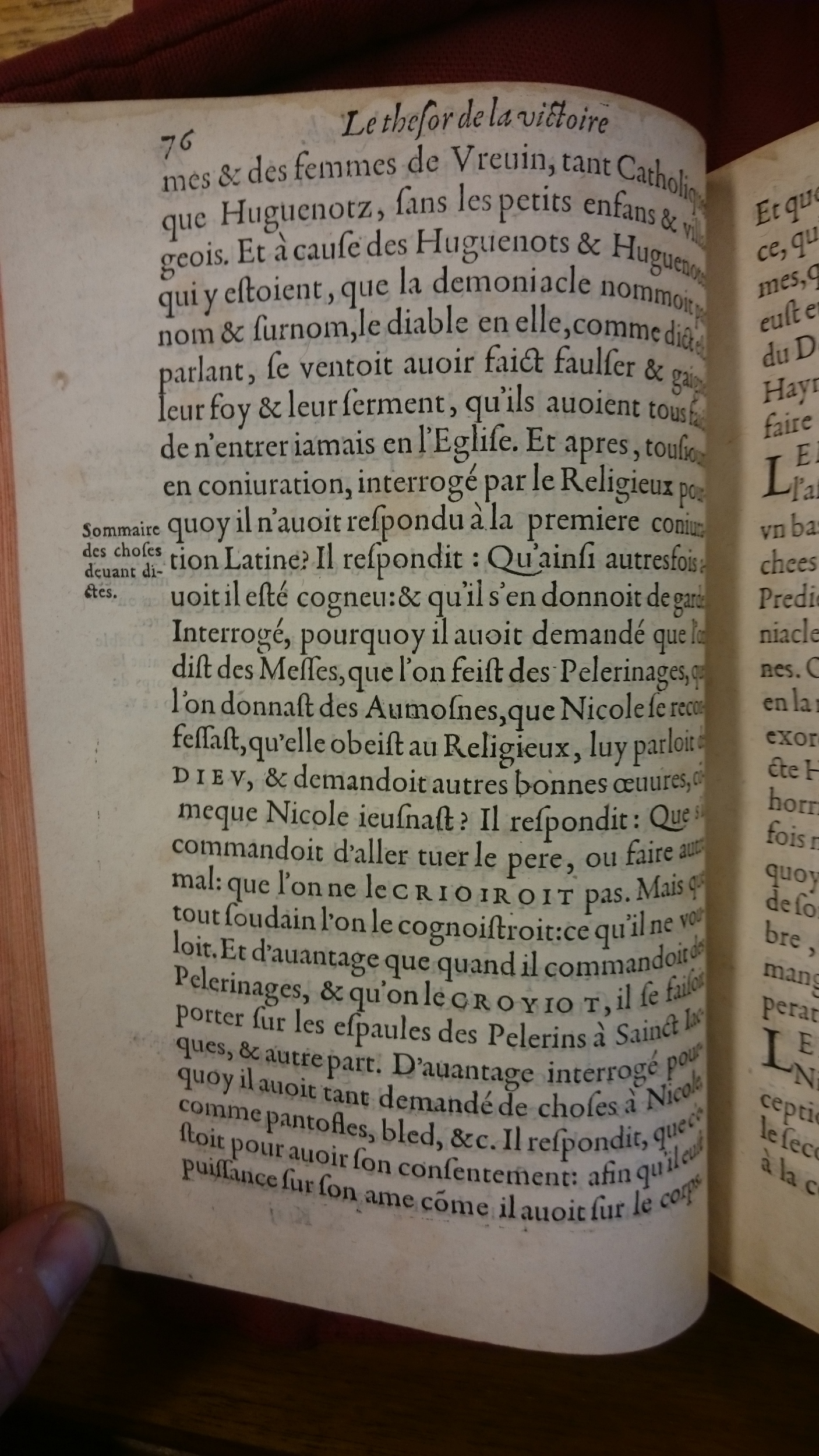 1578 - Nicolas Chesneau - Trésor et entière histoire de la triomphante victoire du corps de Dieu sur l’esprit malin - BM Lyon