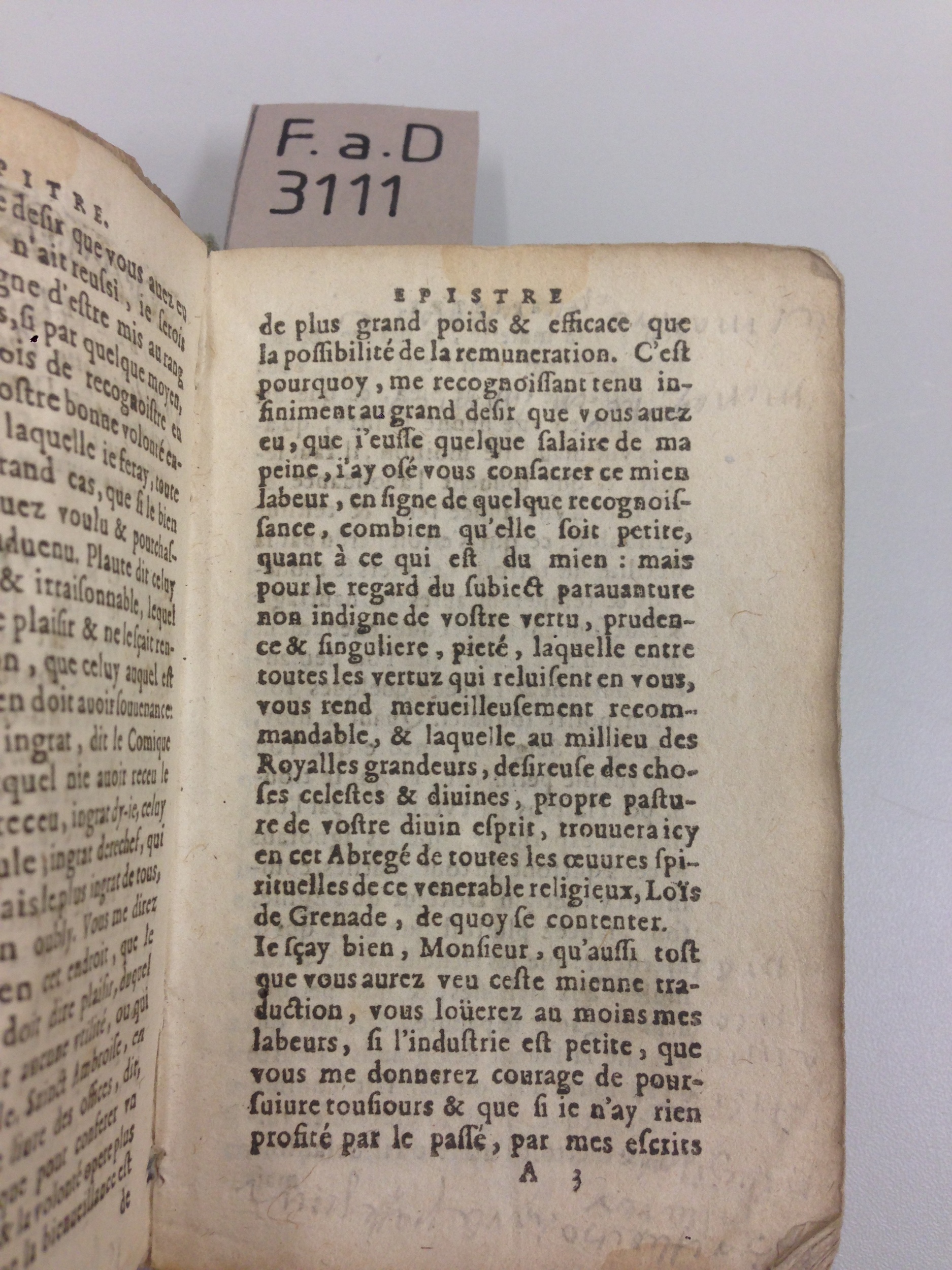 1592 - Jean Pillehotte - Trésor et abrégé de toutes les œuvres spirituelles du révérend Père F. Louis de Grenade - Castelnaudary 1592 - Jean Pillehotte - Trésor et abrégé de toutes les œuvres spirituelles du révérend Père F. Louis de Grenade - Castelnaudary