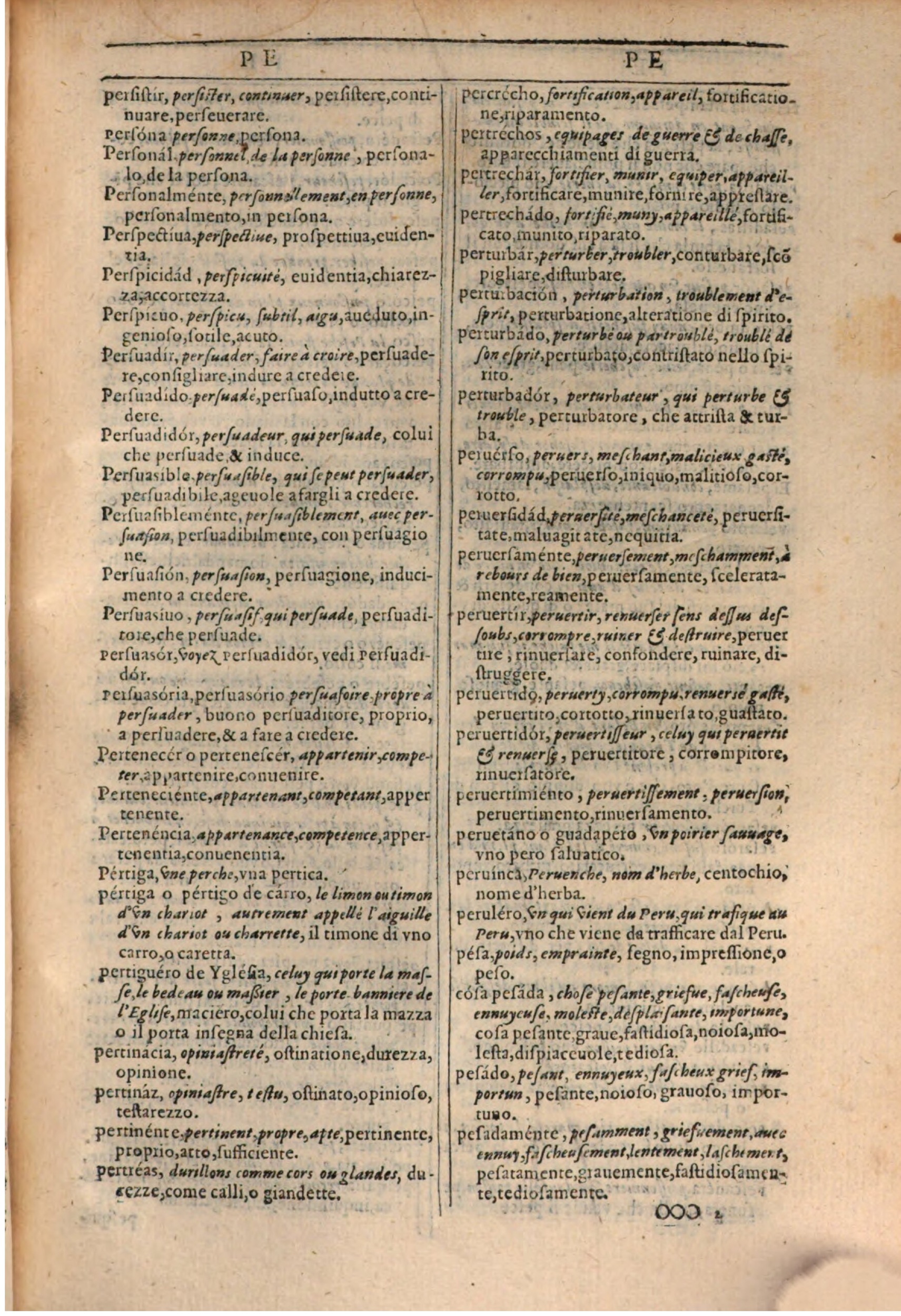 1609 - Philippe Albert et Alexandre Pernet - Trésor des trois langues française, italienne et espagnole (Première partie) - BSB Munich