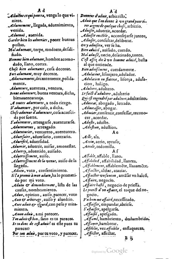 1621 - Adrian Tiffaine - Trésor des deux langues espagnole et française - BM Lyon