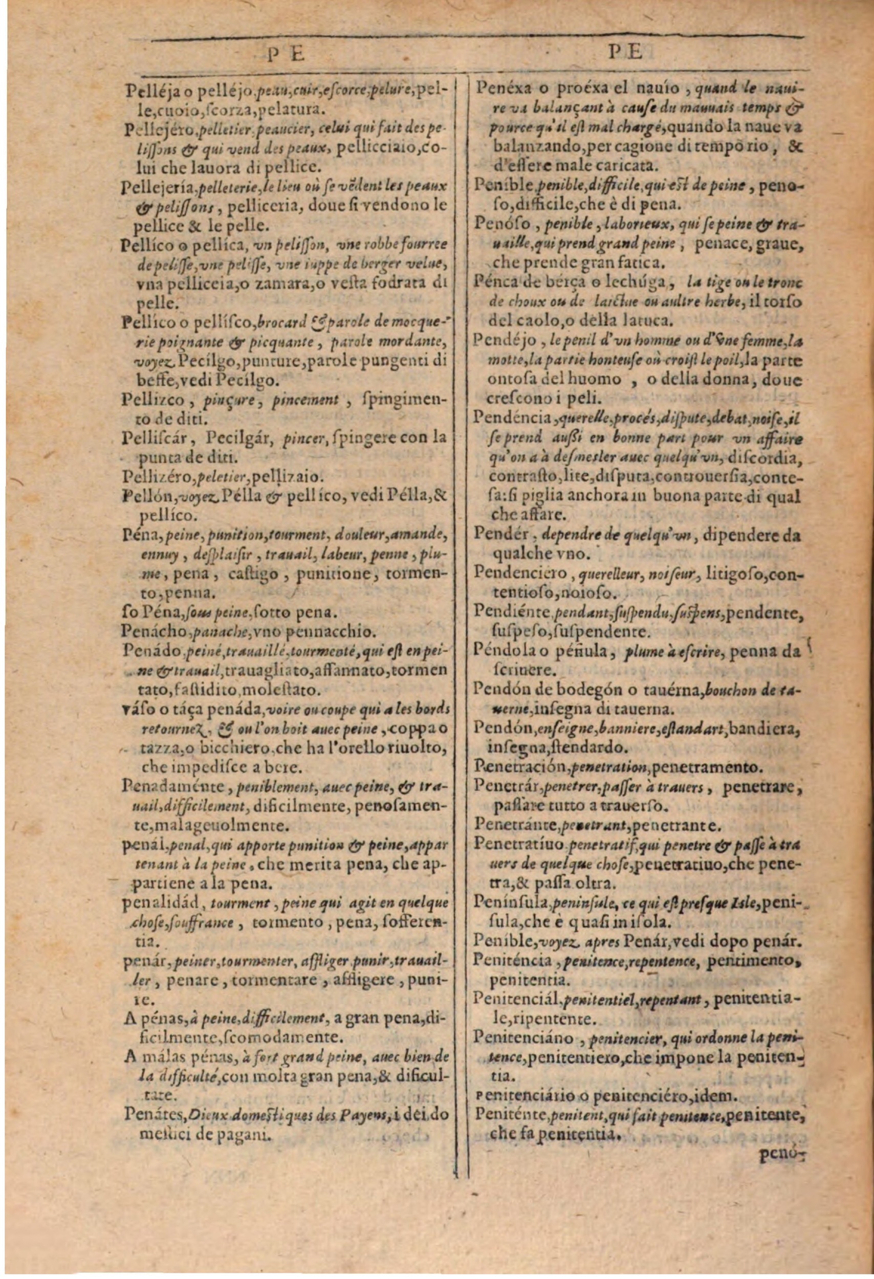 1609 - Philippe Albert et Alexandre Pernet - Trésor des trois langues française, italienne et espagnole (Première partie) - BSB Munich