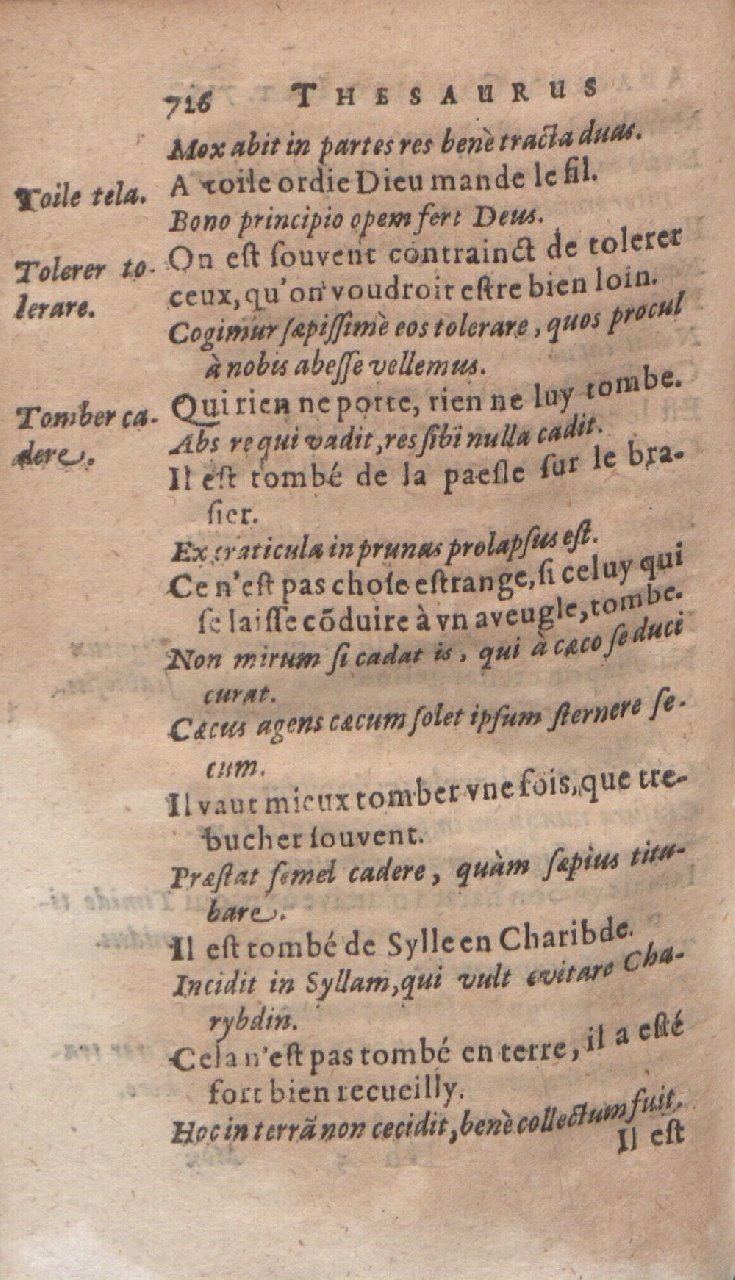 1612 - Dominicus Custos - Trésor des proverbes français  - Bibliopol-Olomuc