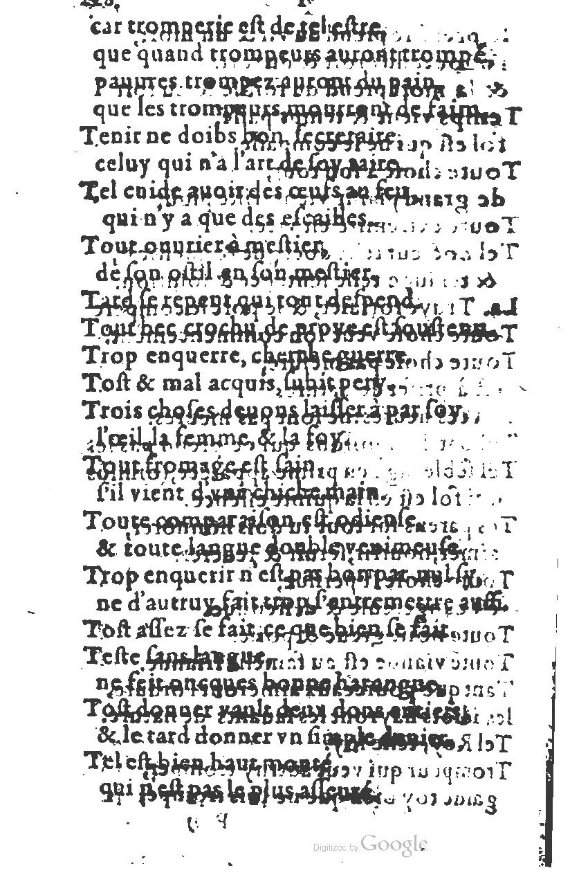 1581 - Nicolas Bonfons  - Trésor des sentences dorées - Princeton