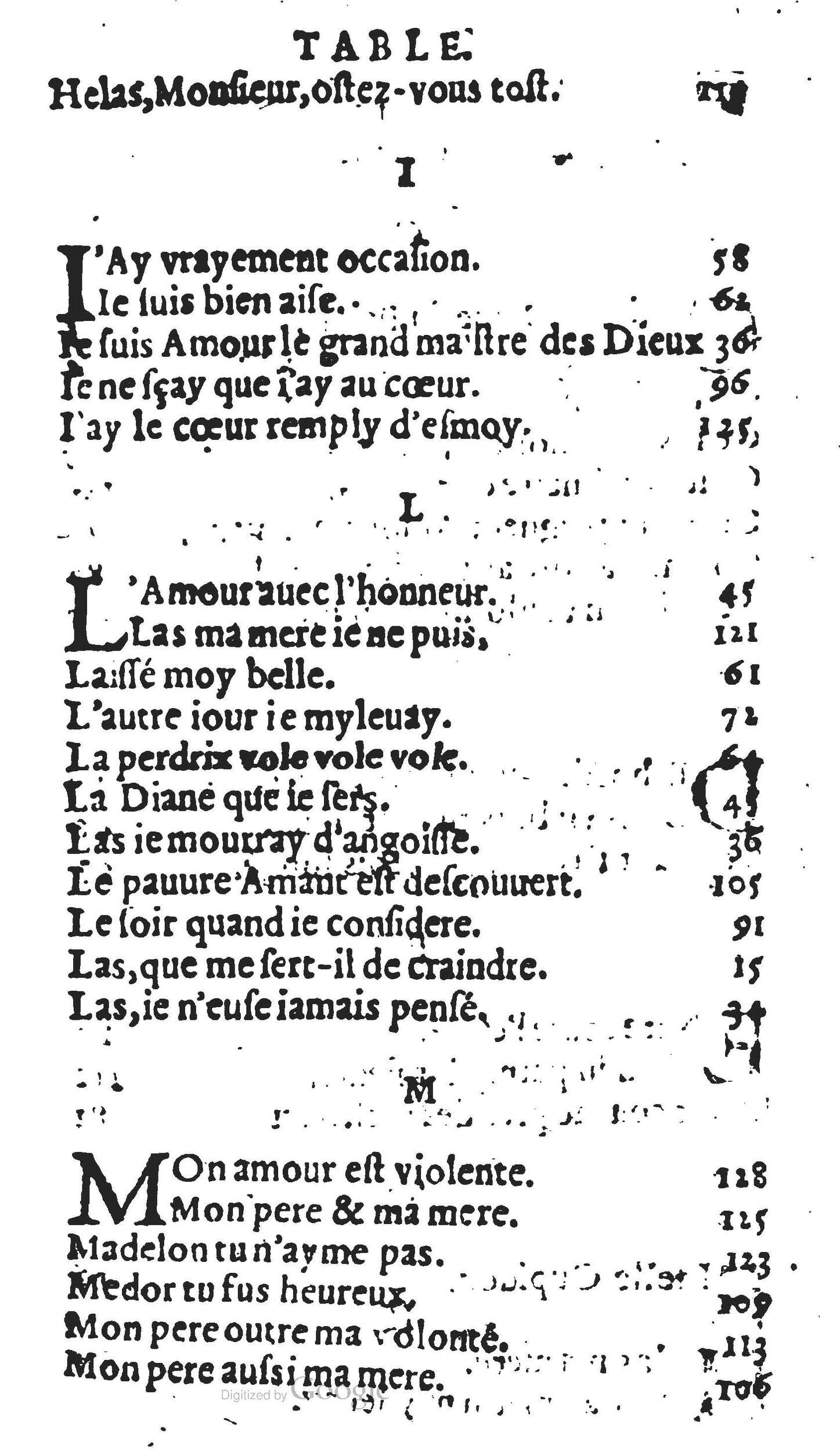 1606 - Théodore Reinsart - Trésor des chansons amoureuses recueillies des plus excellents airs de cour - Livre II - NK ČR Prague