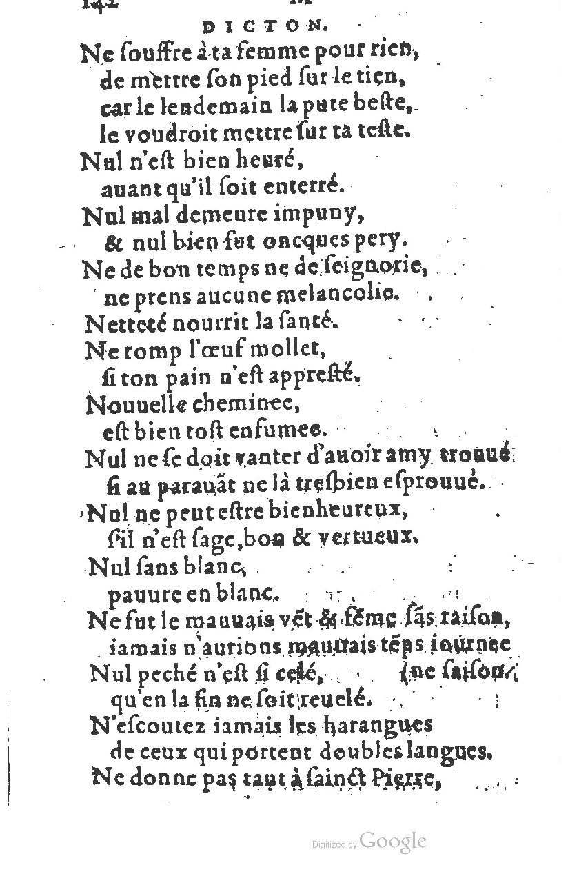 1581 - Nicolas Bonfons  - Trésor des sentences dorées - Princeton