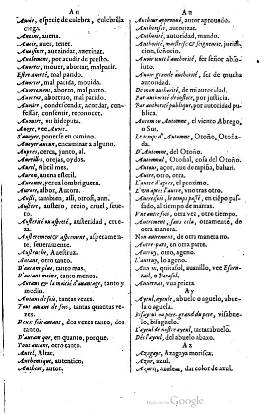 1621 - Adrian Tiffaine - Trésor des deux langues espagnole et française - BM Lyon