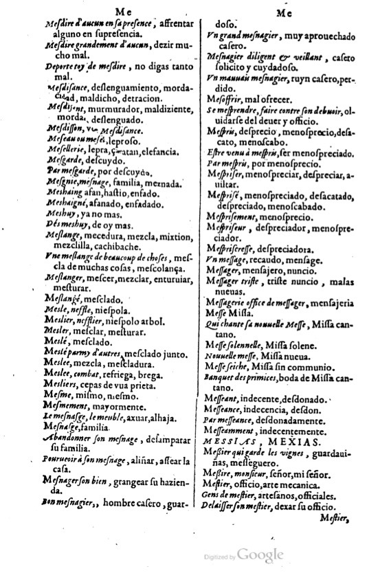 1621 - Adrian Tiffaine - Trésor des deux langues espagnole et française - BM Lyon