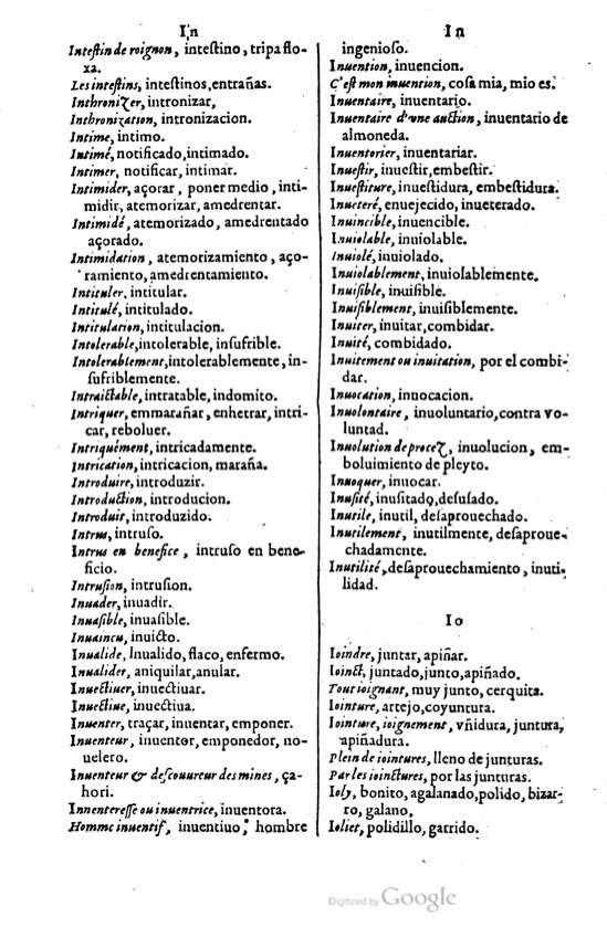 1621 - Adrian Tiffaine - Trésor des deux langues espagnole et française - BM Lyon