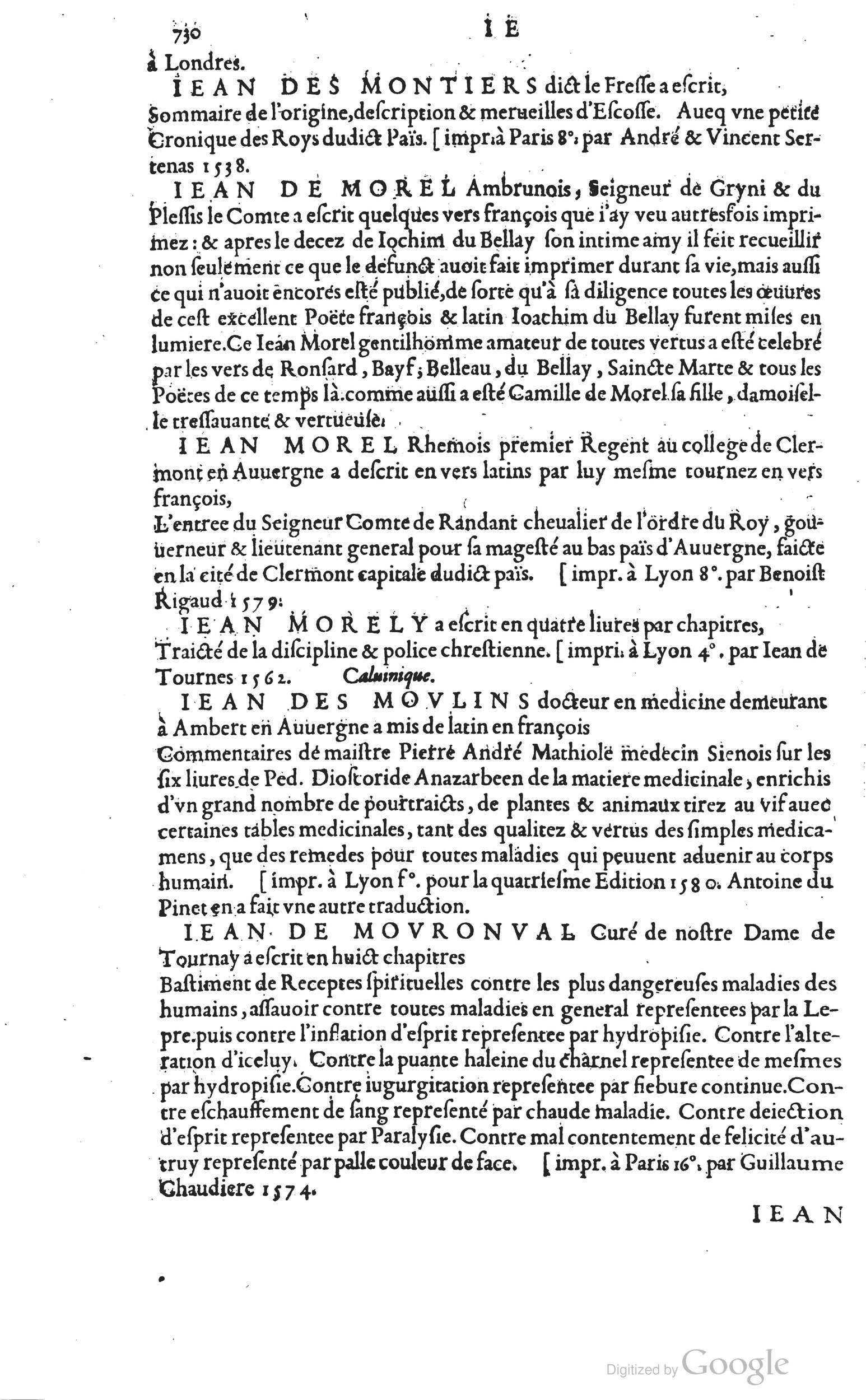 1585 - Barthélemy Honorat - Bibliothèques françaises - BSB Munich