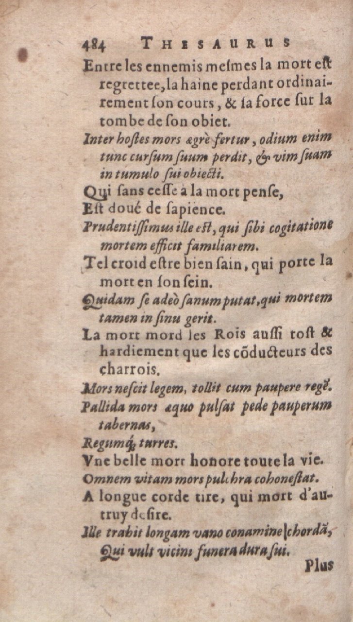 1612 - Dominicus Custos - Trésor des proverbes français  - Bibliopol-Olomuc