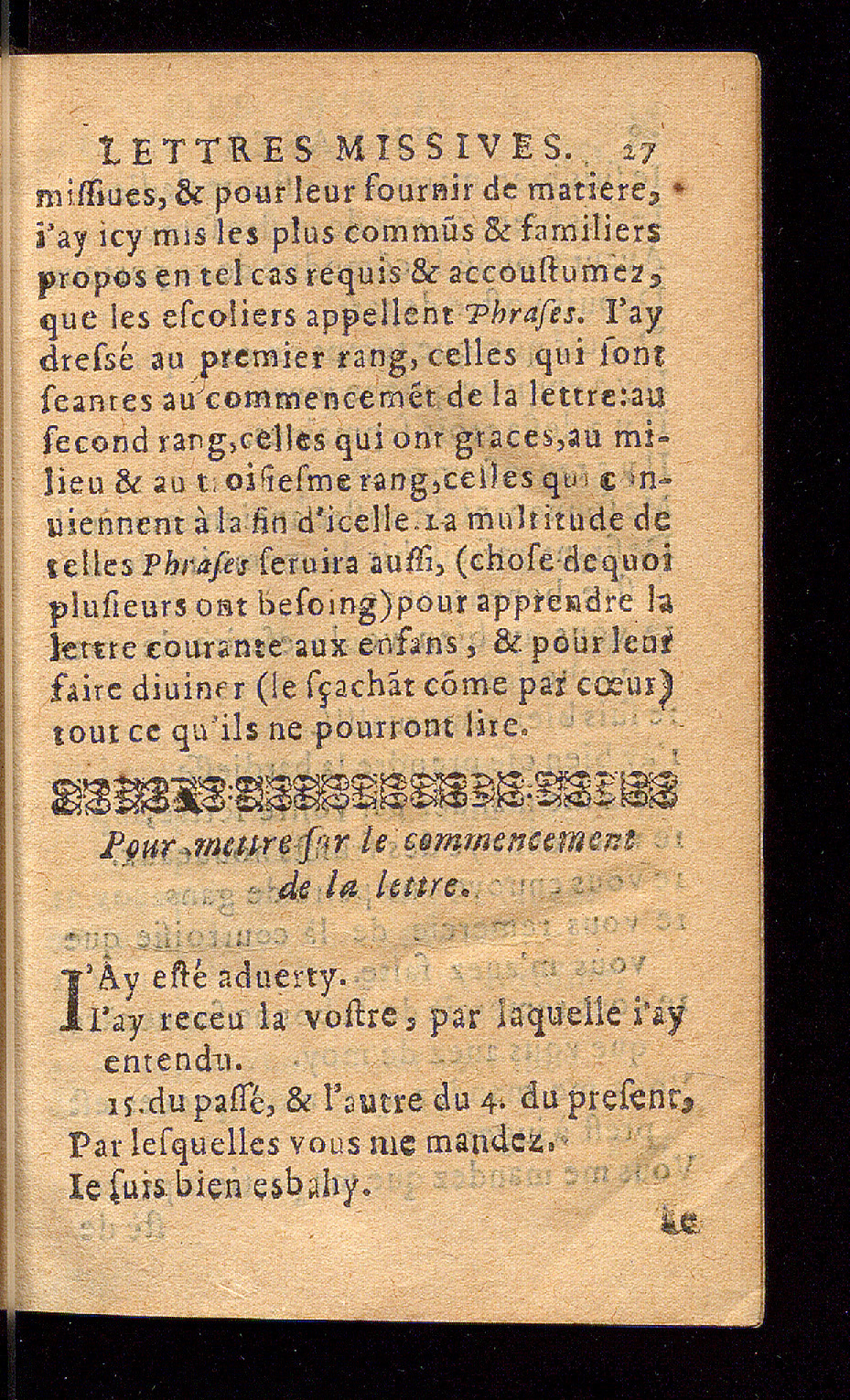 1614 - Barthélemy Vincent - Élite et Trésor des lettres missives - Bâle